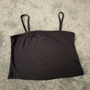 black ribbed crop tank top